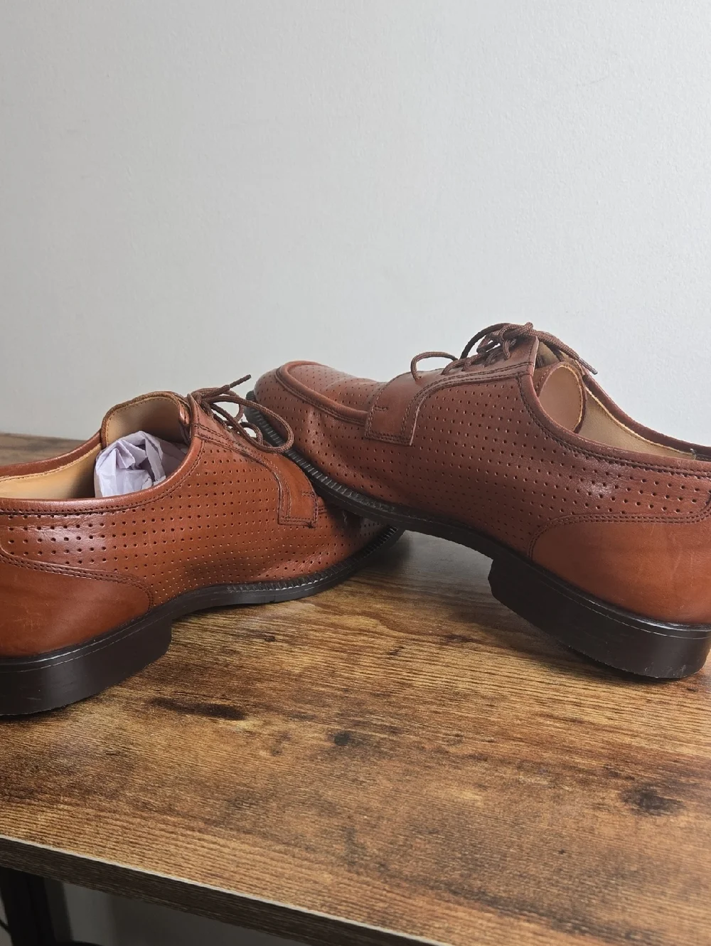 Stuart McGuire Dress‎ Shoes Mens 12 D Brown Leather Perforated Moc Toe Italy